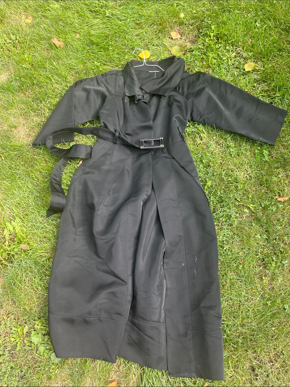 Charles Chang Lima 4 Black Trench Coat - Women's Long Belted Coat
